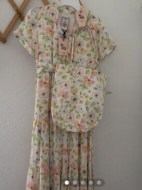 Sincerely Jules Girls Floral Maxi Dress with Matching Tote NWT